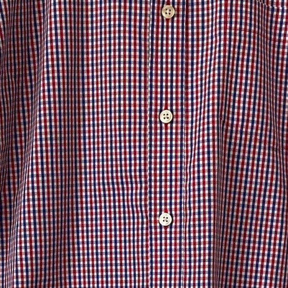 Men's J. Crew Red & Blue Gingham Pattern Dress Shirt - Picture 2 of 2
